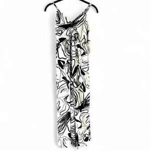 Black/White Print Linen Maxi Dress